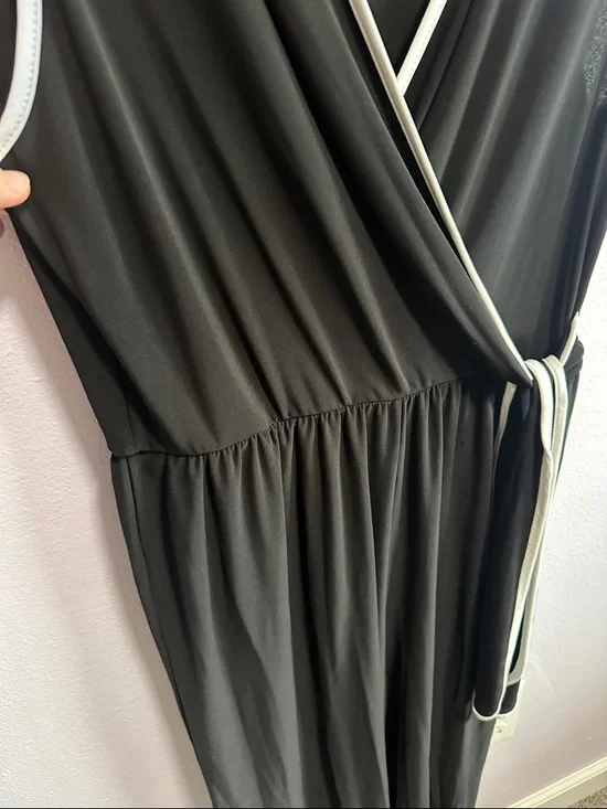 Tahari Black Jumpsuit with White Trim - Picture 4 of 9